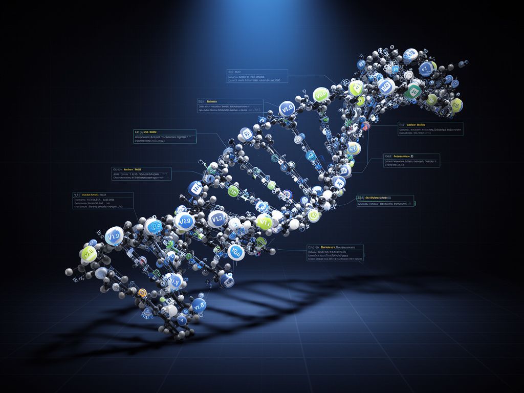 Visualisierung eines CAD Versionskontroll-Systems als komplexe, geordnete Daten-DNA