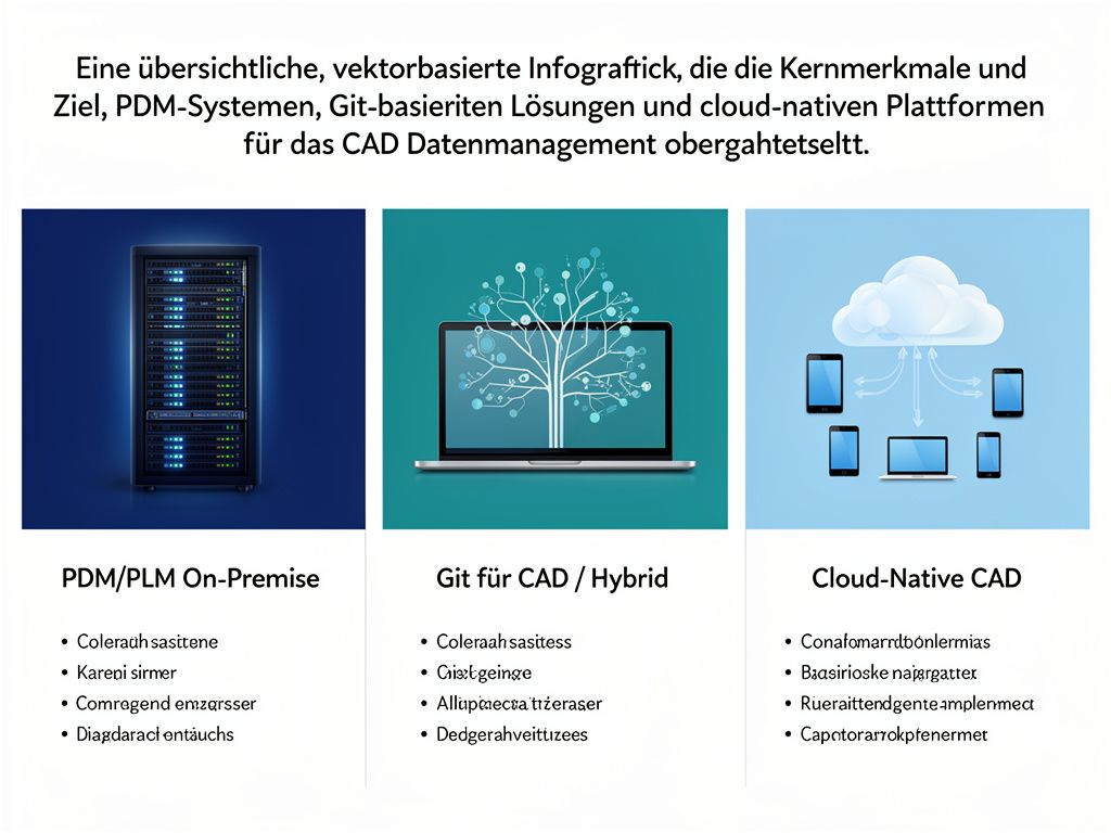 Vergleich der drei Hauptansätze für CAD Versionskontrolle: PDM, Git und Cloud