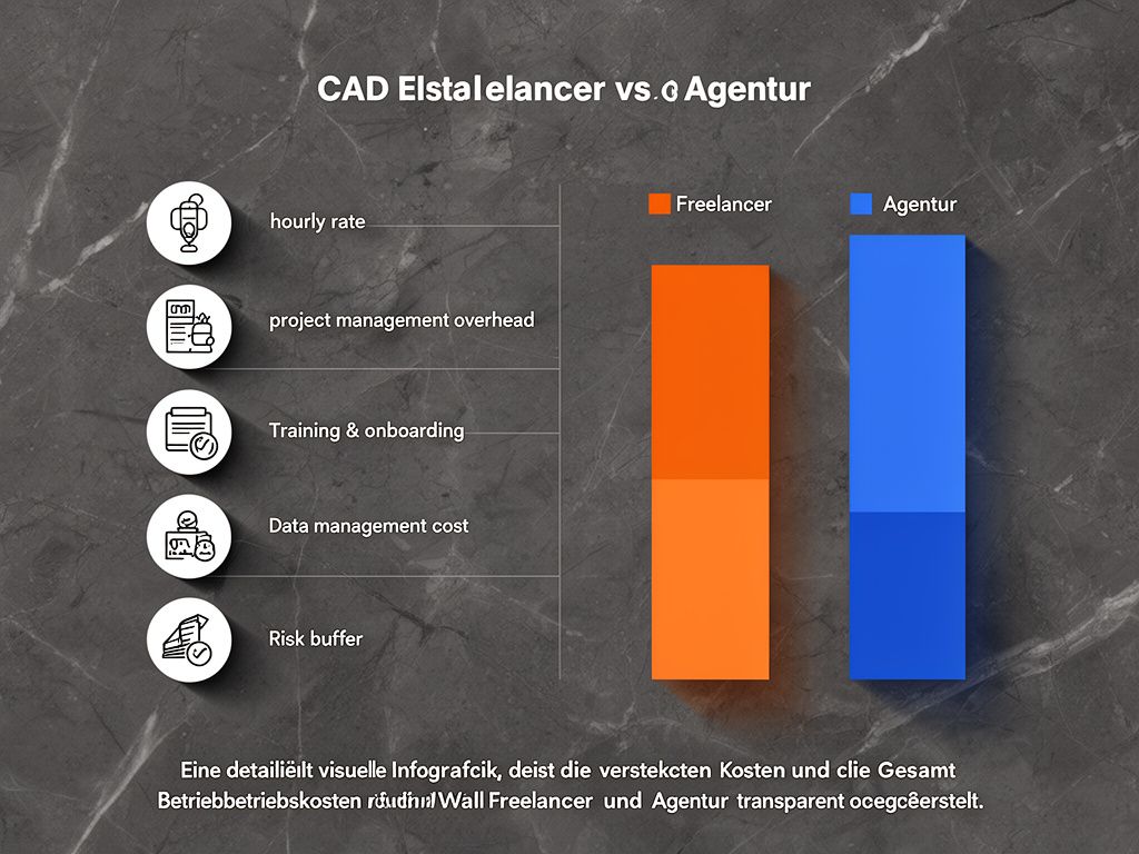 TCO Vergleich infografik CAD Freelancer versus Agentur mit versteckten Kosten