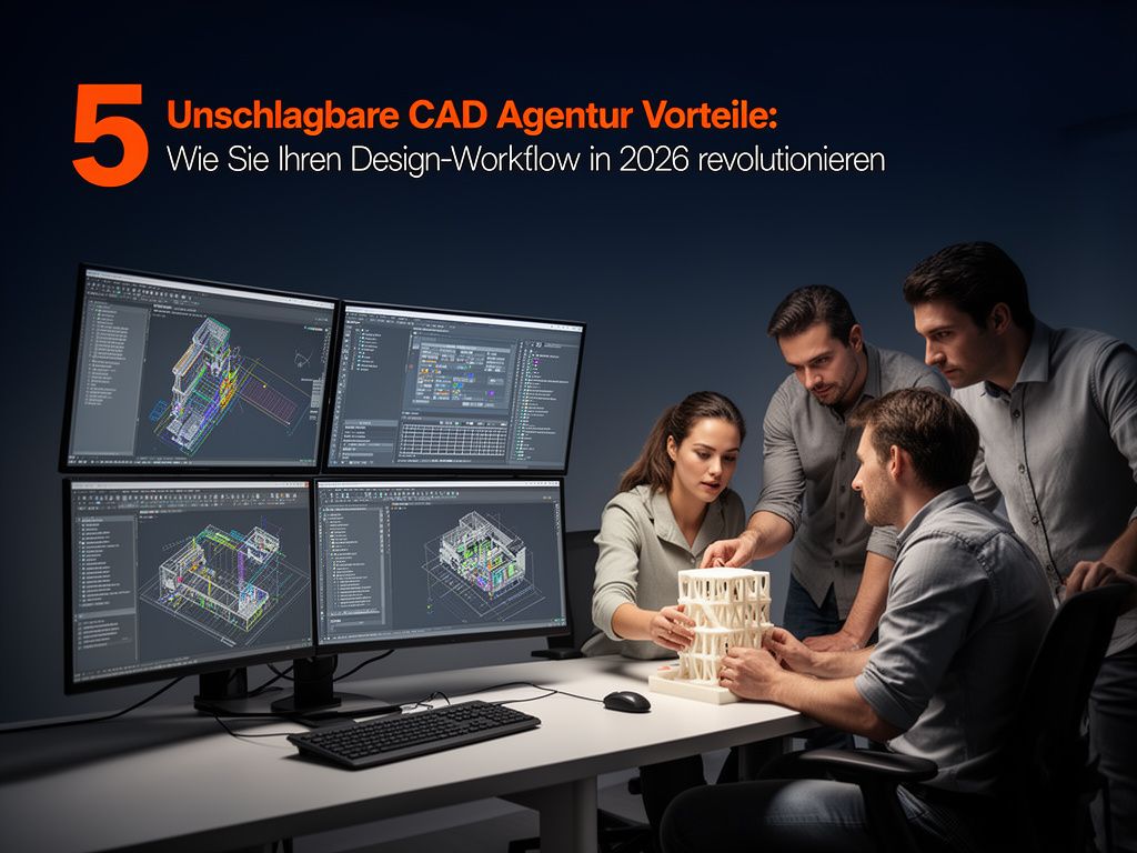 Professionelles Team nutzt CAD Agentur Vorteile für kollaboratives Engineering-Design in modernem Büro