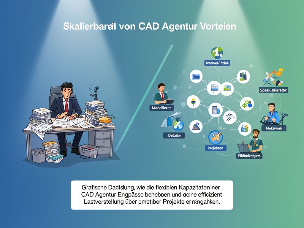 Infografik zu skalierbaren Ressourcen als zentraler CAD Agentur Vorteil