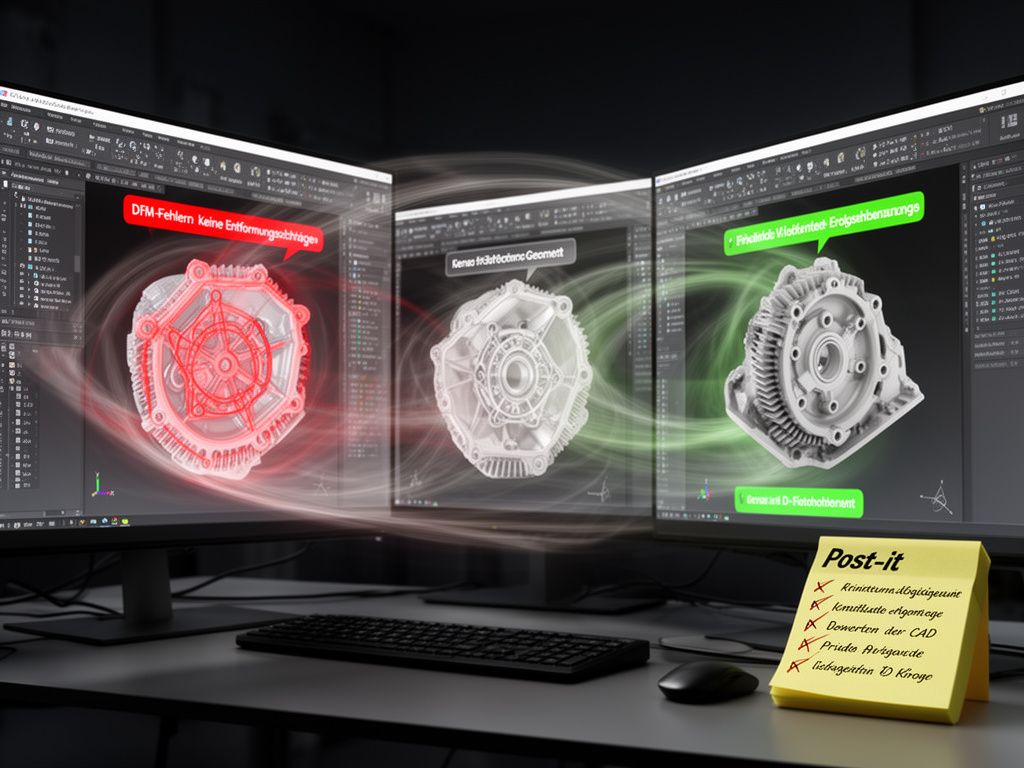 Schritt-für-Schritt Prozess der CAD Qualitätsbewertung und iterativen Fehlerkorrektur