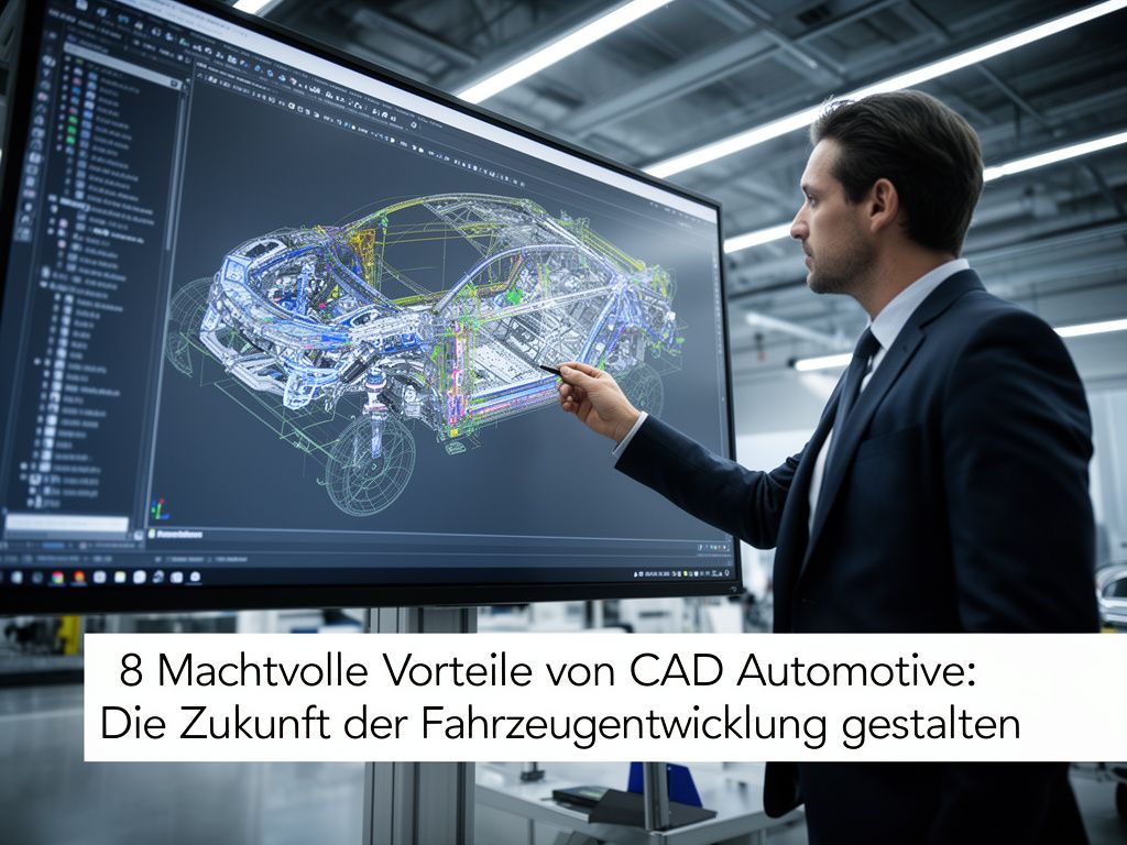 Ingenieur analysiert komplexes CAD Automotive 3D-Model eines Fahrzeugchassis mit Simulationsdaten
