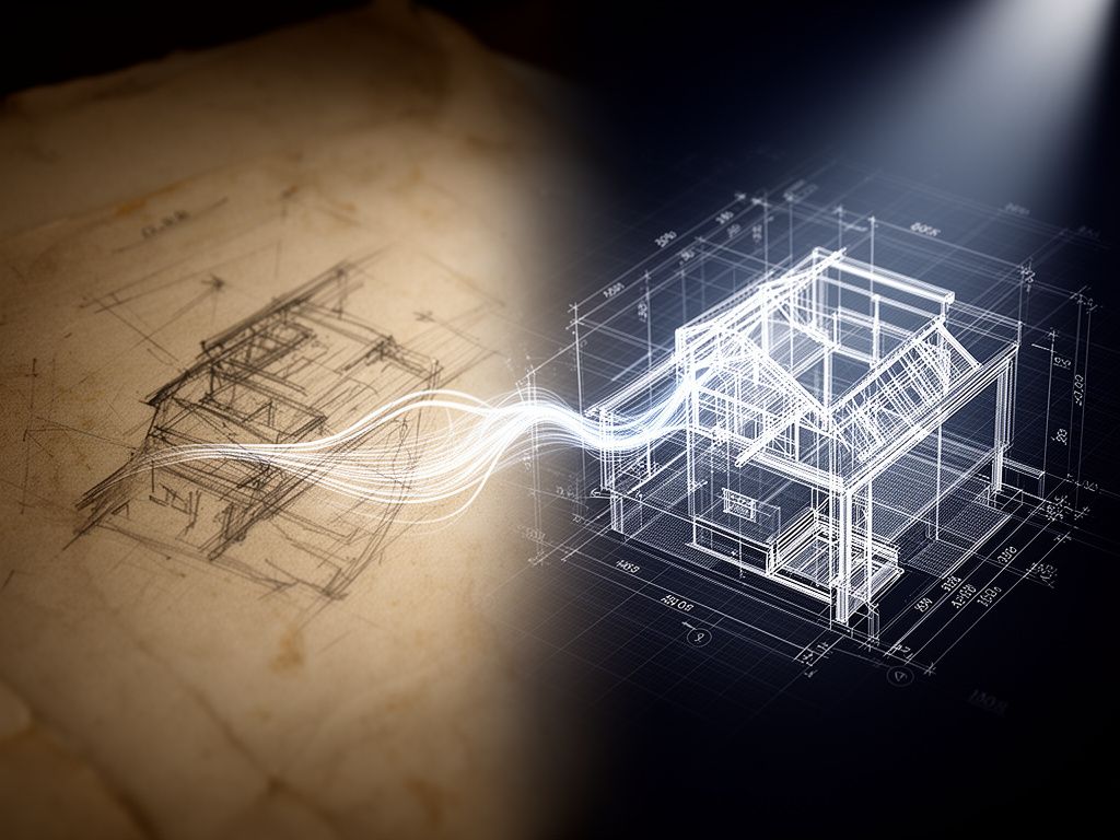 Papierzeichnung in CAD umwandeln – Schritt für Schritt Vektorisierung eines Grundrissplans.
