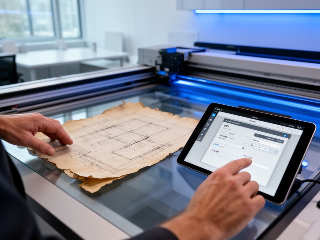 Professioneller Scanvorgang zur Technische Zeichnung digitalisieren für CAD-Konvertierung.