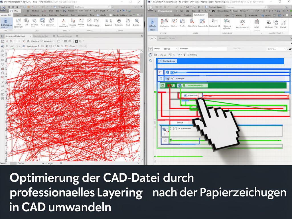 Perfekte Layer-Struktur in CAD nach der Digitalisierung von technischen Zeichnungen.