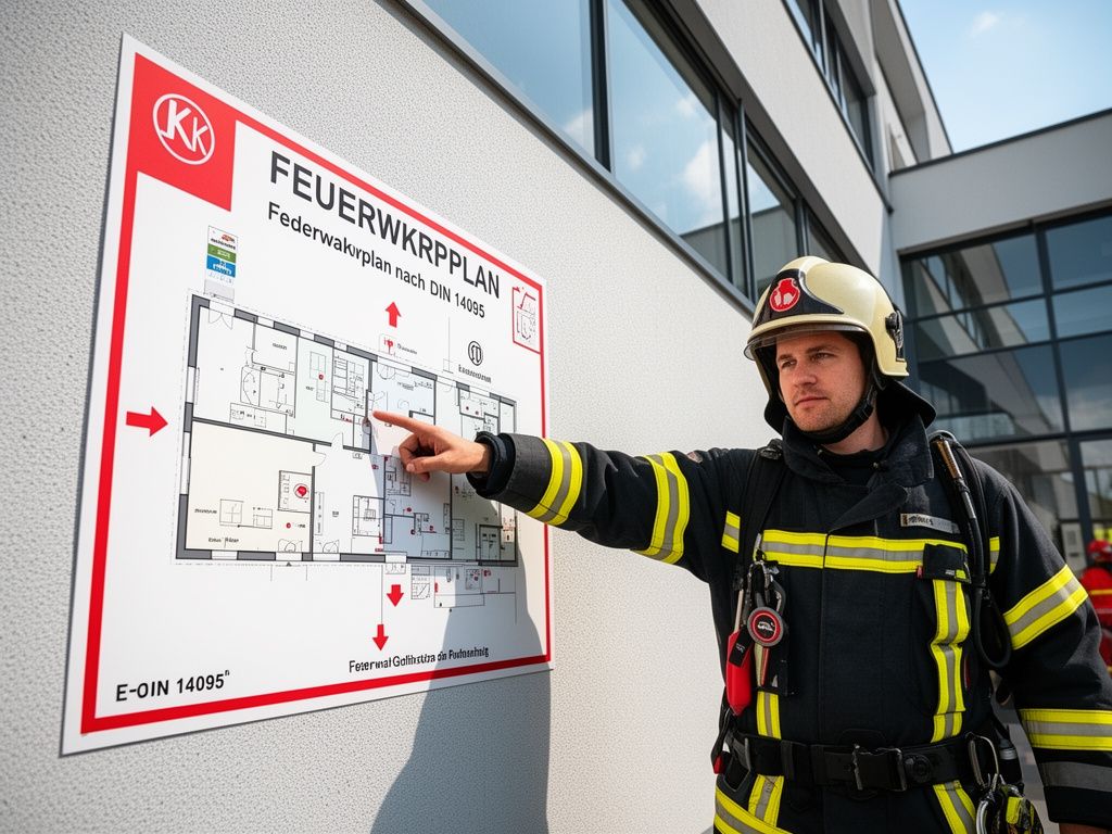 Feuerwehr nutzt Feuerwehrpläne DIN 14095 Dienstleistung